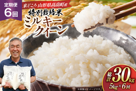 米 定期便 6回 令和8年産 特別栽培米 ミルキークイーン 5kg 6回 計30kg [渡部ファーム 山形県 高畠町 tk06ays810009] お米 白米 精米 ごはん ご飯 ブランド米