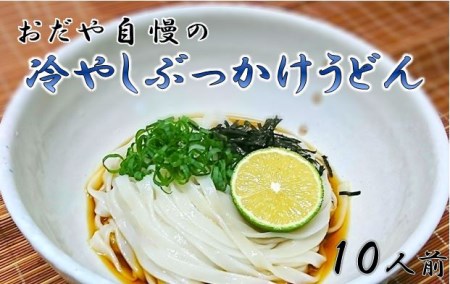 麺 おだや自慢の冷やしぶっかけうどんセット 10人前 つゆ 海苔 付き [うどんBar おだや 宮崎県 日向市 452060802]