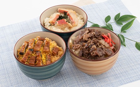 静岡祭丼　食べ比べセット A  （浜名湖鰻まぶし丼・三ヶ日牛丼・伊豆 金目鯛まぶし丼 各2食）【配送不可：離島】 うなぎ 牛肉 お肉 魚貝類 