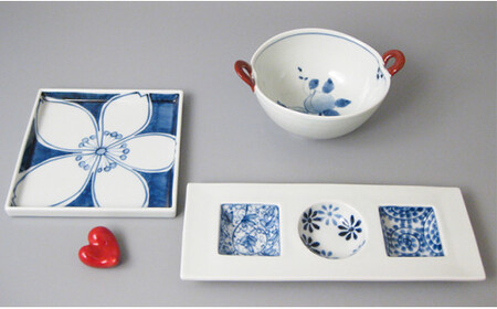 食卓セットF（小鉢1・角皿1・三品盛1・箸置き1）大慶 食器 器 うつわ 陶磁器 皿 ギフト 贈答 35000円 3.5万円 A35-438