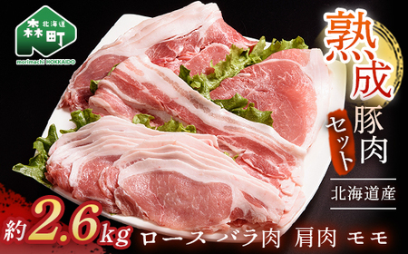 北海道産熟成豚肉セット約2.6kg＜(株)ヤマイチ佐々木精肉畜産＞ 森町 豚肉 ロース バラ 焼肉 セット 肩 モモ ふるさと納税 北海道 mr1-1084