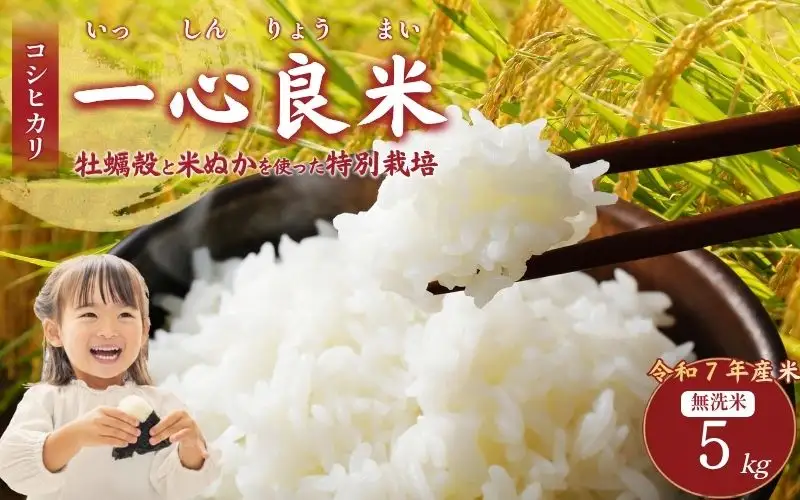 【令和7年産米】 真庭市産コシヒカリ 米ぬか 牡蠣殻栽培  一心良米 無洗米 5kg / お米 岡山県 こしひかり 人気 ブランド 2025年産 【tkns011-01-cho】
