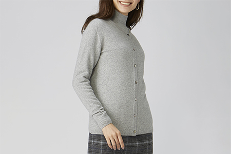 希少ベビーカシミヤ100％ 女性 カーディガン M ライトグレー 1枚 20402M GY [0893]