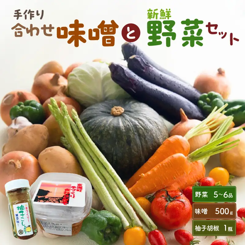 手作り合わせ味噌と新鮮野菜セット｜野菜【A095】