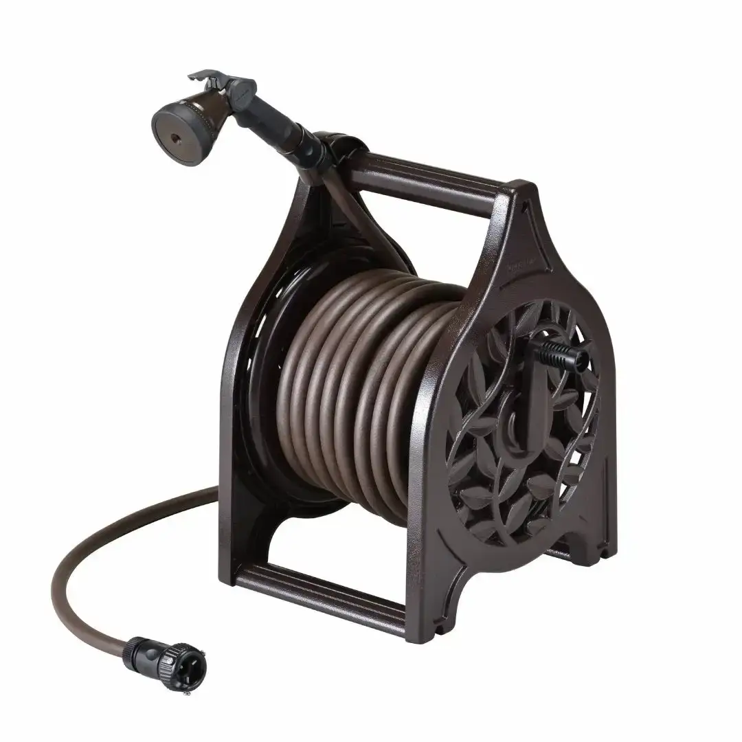 ホースリール　農具下コマ付き 永田 大型 ホース巻取機 25mm×90m R-720 巻取器 散水 ホースリール