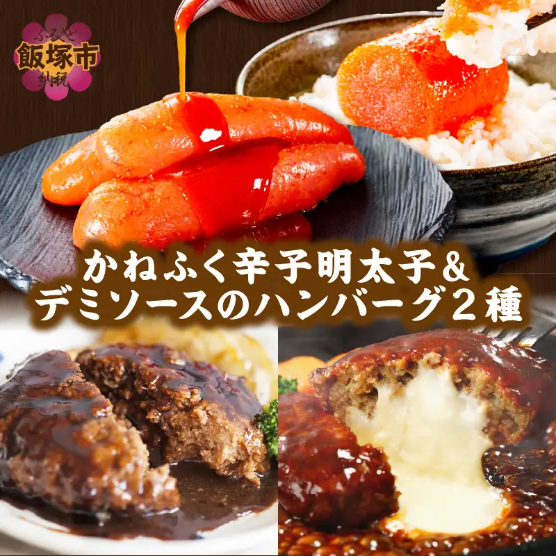 かねふく辛子明太子&デミソースのハンバーグ2種セット【A5-301】