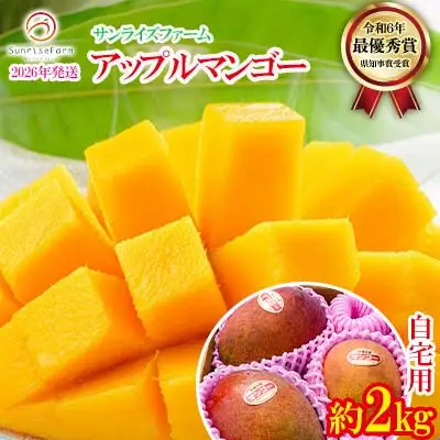 マンゴー【2026年発送】サンライズファーム 自宅用マンゴー 約2kg（4～6玉）