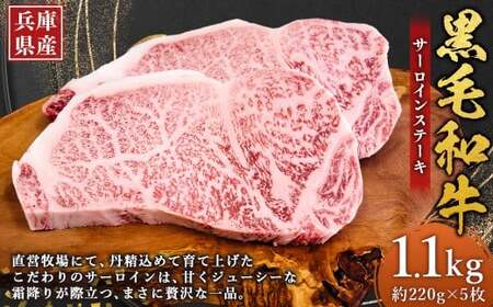 牛肉 兵庫県産 黒毛和牛 サーロイン ステーキ 約220g×5枚 計1.1kg 肉 ニク にく 牛