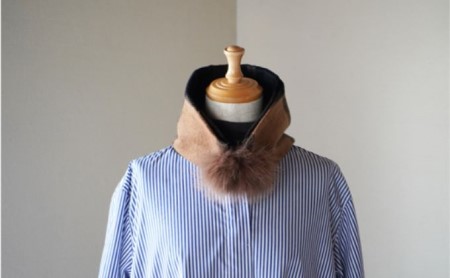 Made in Japan カシミヤティペット（モカ／ブラックチェック） RF254-NT【ファッション小物・ファッション・カシミヤティペット・カシミヤ】