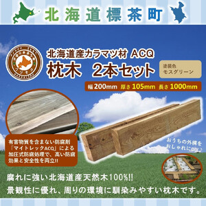 ACQカラマツ枕木（200×105×1000）2本セット　|  枕木