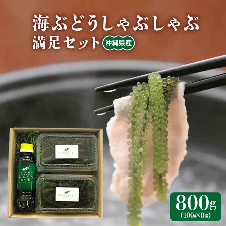 海ぶどう しゃぶしゃぶ 満足 セット 海ブトウ 100g×8個 シークワーサー塩ぽん酢 1本 シークワーサーぽん酢 1本 沖縄県産 沖縄 特産品 沖縄グルメ 沖縄料理 常温保存 シークワーサー ポン酢 ポン酢 産地直送 沖縄県 糸満市