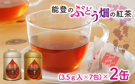 能登のぶどう畑の紅茶 ティーバッグ（3.5g × 7包）× 2缶 ～能登ワイン用ぶどうの葉で作りました～ | お茶 紅茶