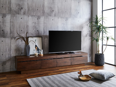 【開梱・設置】ミリオン 210cm テレビボード（ウォールナット）　AX054