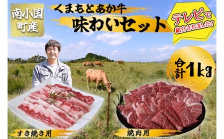 南小国産 くまもとあか牛 味わいセット 1kg あか牛 国産牛 国産 赤身 焼肉 バーベキュー BBQ すき焼き 鍋 鍋用 しゃぶしゃぶ 詰め合わせ セット 贈答用 ギフト 南小国あか牛販売会 熊本 阿蘇 送料無料