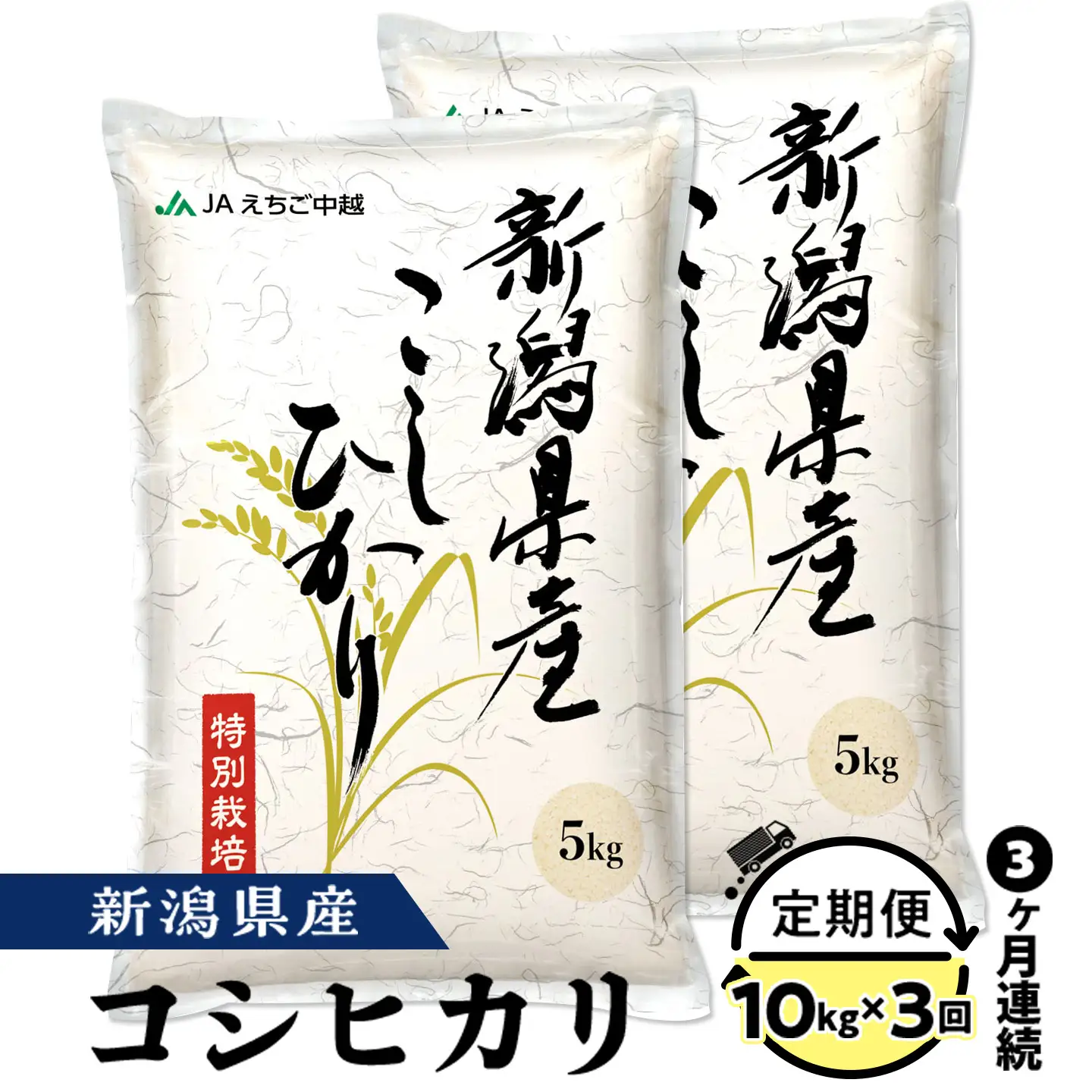 75-7N103B【3ヶ月連続お届け】新潟県長岡産コシヒカリ10kg（特別栽培米）【2026年6月発送開始】