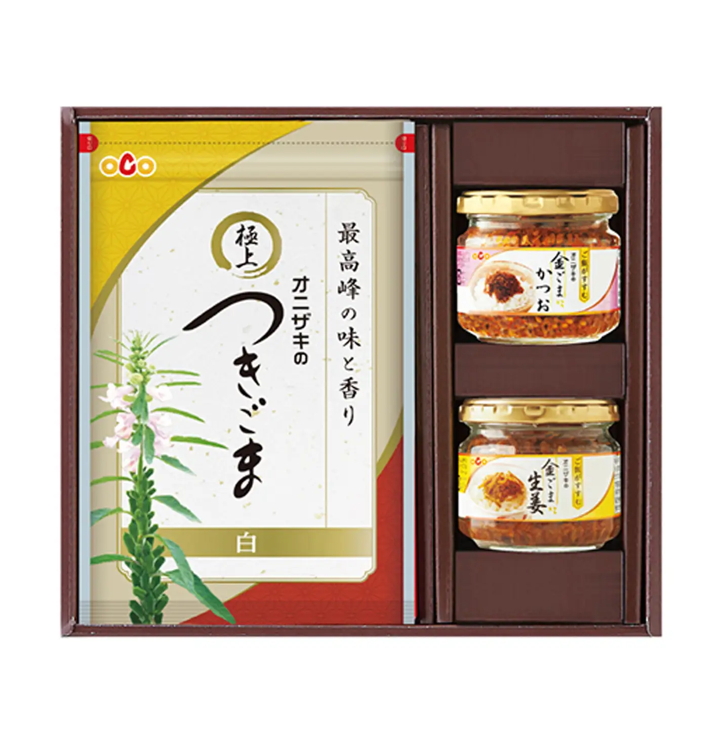 オニザキ 白金セット | つきごま 金ごま かつお 生姜 佃煮 2種 セット _b-226