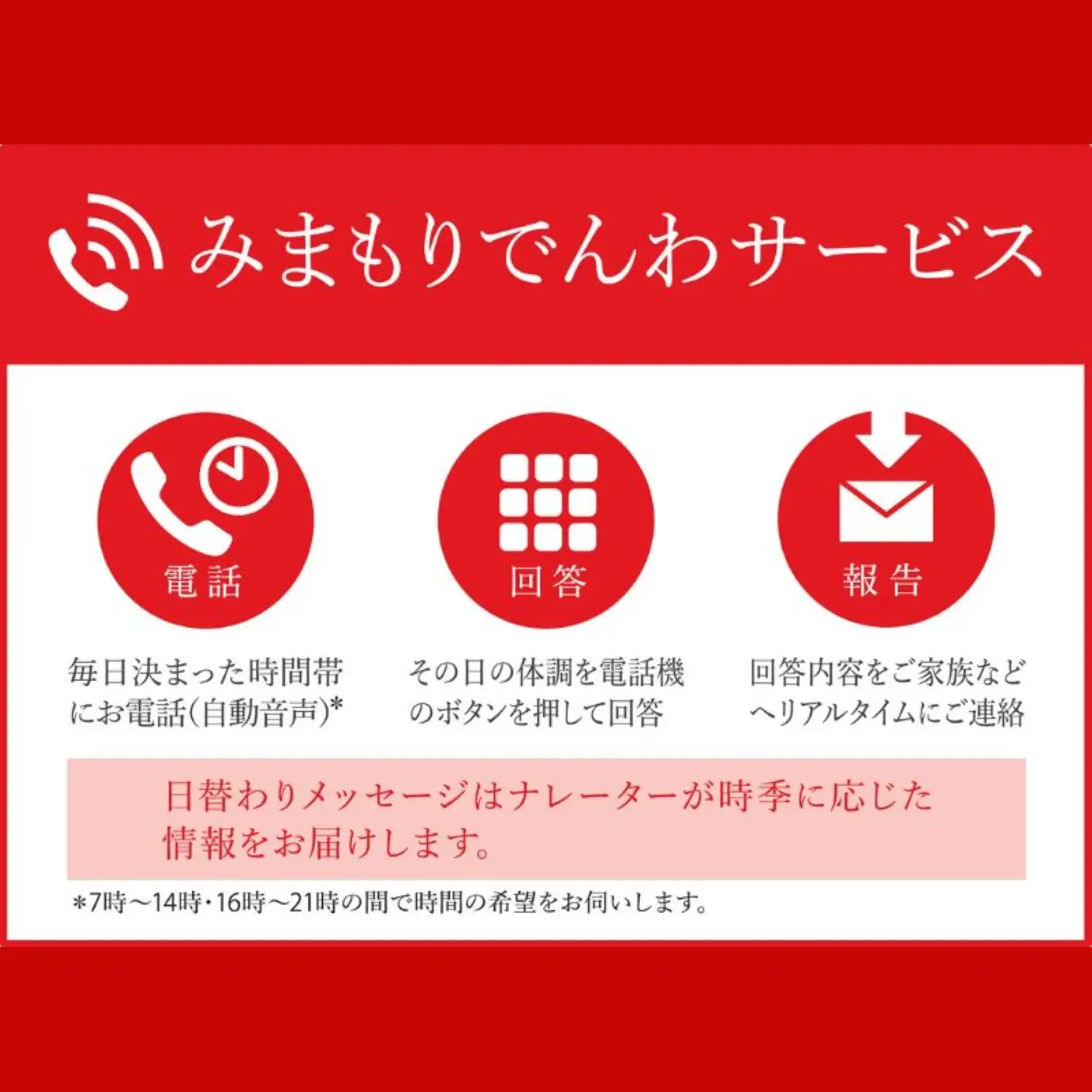郵便局のみまもりサービス「みまもりでんわサービス」（固定電話）（３ヶ月）