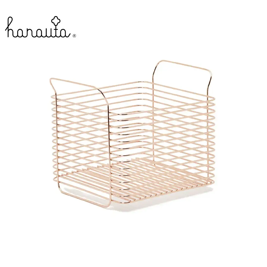 [ハナウタ] おしゃれなステンレス製キッチン用品 キッチンバスケットL ローズゴールド 燕三条製 【039P002】