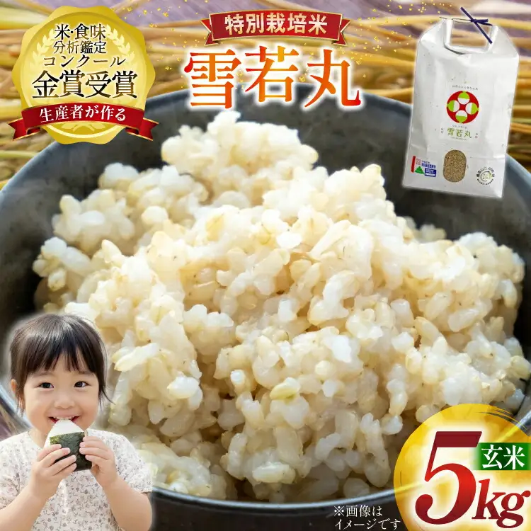 米 令和7年産 雪若丸 5kg 特別栽培米 玄米 [農家の蔵出し米生産組合 山形県 高畠町 tk06ays900005]