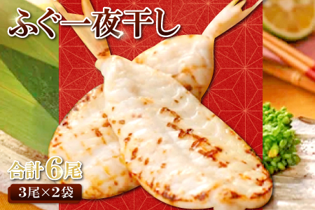 鮮度と塩にこだわり！ ふぐ一夜干し （3尾×2袋）【ふぐ 干物 フグ 3尾 2袋 合計6尾 一夜干し 一夜干 新鮮 素焼き 天ぷら 唐揚げ おつまみ 河豚 骨なし 肉厚 贈答 ギフト 父の日 母の日】 
