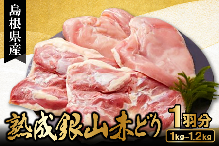 【熟成】地鶏の銀山赤どり精肉（１羽分）【鶏肉 もも肉 むね肉 1羽分 まるごと 1kg～1.2kg 鶏 地鶏 赤鶏 赤どり 熟成 無農薬 安心 安全 長期飼育 唐揚げ 焼き鳥 すき焼き 冷凍 国産 島根県 大田市】