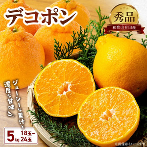 BD6004n_デコポン 秀品 約 5kg 18 ～ 24玉 不知火 甘味 濃厚 ジューシー 甘い 果汁 大きい果肉 薄皮 高品質 糖度 13度以上 柑橘 フルーツ 果物 食品 国産 有田産 和歌山県 湯浅町 マルナガ お取り寄せ 送料無料