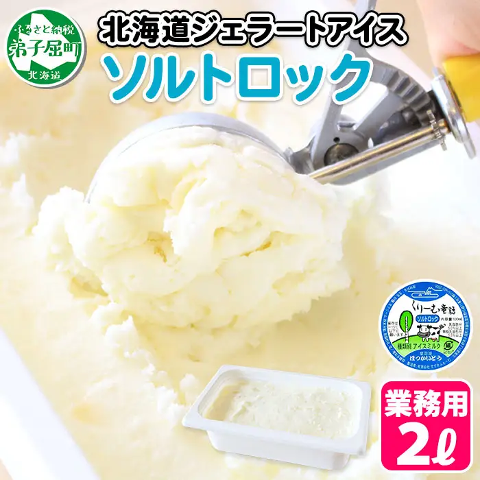 613.アイスクリーム ソルトロック ジェラート 塩 業務用 2リットル 2L アイス 大容量  手作り 北海道 弟子屈町