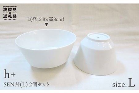 【波佐見焼】h+ SEN 丼 どんぶり L 2個セット 食器 皿 【堀江陶器】 [JD32]