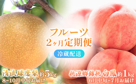 定期便 2回 先行予約 【 桃 白桃 6～7月頃 梨 8～10月頃 】白鳳 特製桃源郷錦 約1kg、清流錦梨 約5kg もも モモ なし フルーツ 果物 デザート お楽しみ 2026年発送 配送不可:離島 