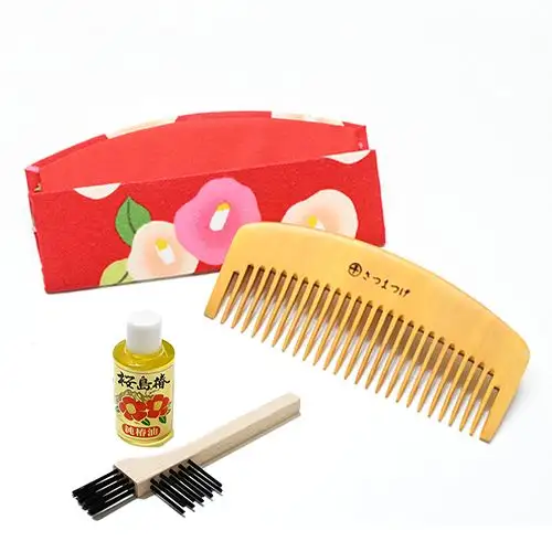 鹿児島県指定伝統的工芸品 薩摩つげ櫛(荒櫛)お手入れセット付※約10.5cm 喜多つげ IB004-008 つげ櫛 つげ櫛