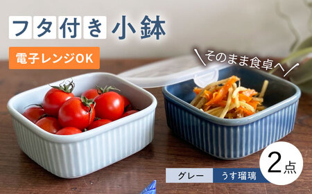 【波佐見焼】便利な蓋つき容器 2個セット（グレー・うす瑠璃） 小鉢 小皿 食器 【和山】 [WB77]  波佐見焼