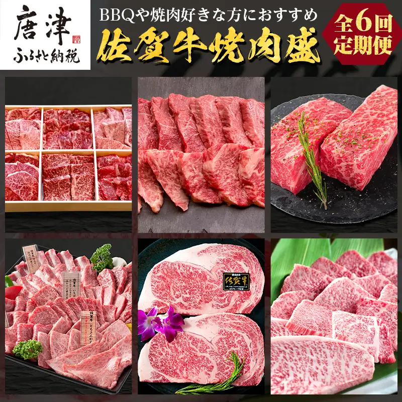 「定期便全6回」 佐賀牛 BBQや焼肉好きな方におすすめ 寄附翌月から発送 (合計3.46kg)A5～A4等級 ギフト 贈り物 アウトドア