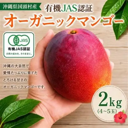 【2026年7月上旬から順次発送・有機JAS認証】オーガニックマンゴー2kg(4～5玉)【配送不可地域：離島】【1589198】
