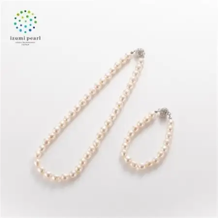 《いずみパール》 ガラスバロックパール　ネックレス＆ブレスレット(留具:マグネット式)【AN128】【1499678】
