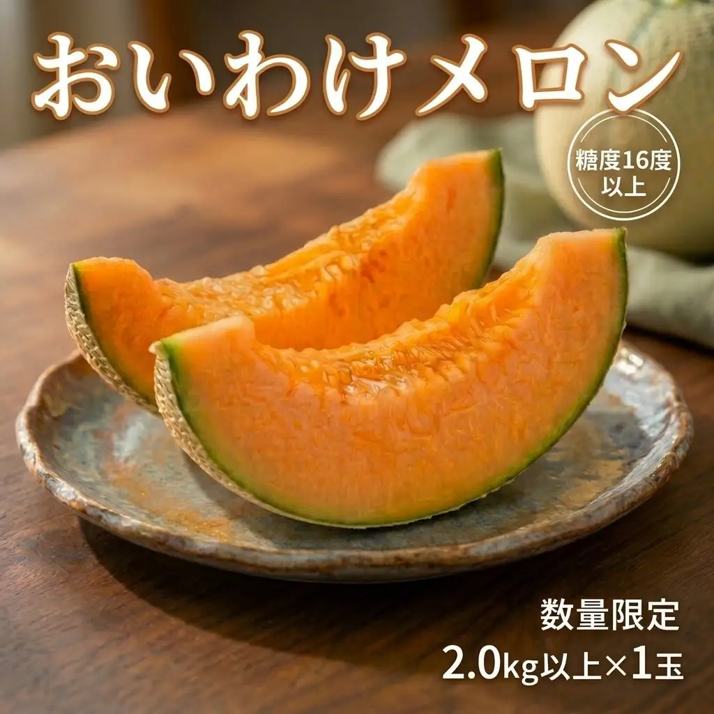 メロン ＜数量限定＞ おいわけメロン 糖度16度以上 2.0kg以上×1玉 赤肉 北海道 安平町産 【1102196】