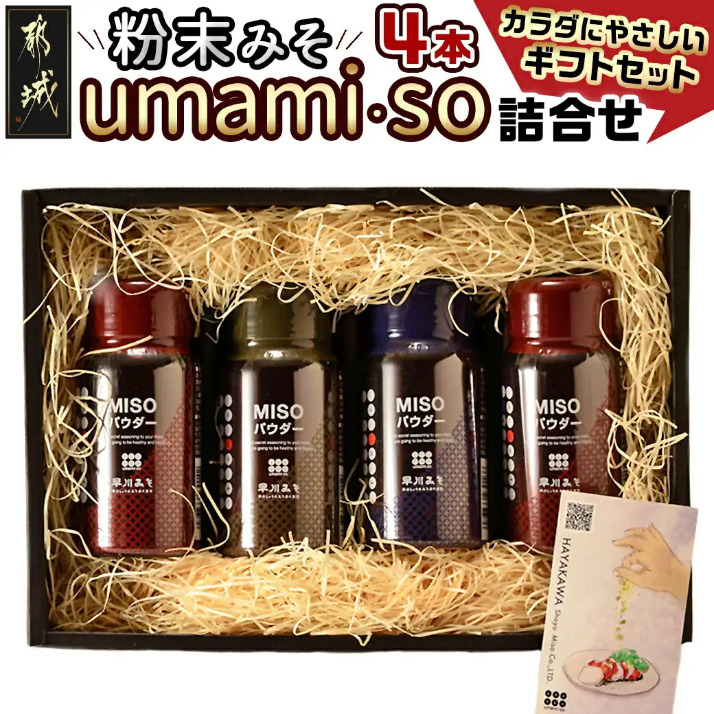 粉末みそ umami・so 詰合せ〔AA-F202〕 _(都城市) 発酵食品 粉末味噌 柚子/ゆず 胡麻/ごま スパイス ふりかけにも 調味料 隠し味 醤油 フレーバー 大豆 麦 料理 贈答 伝統 パウダー