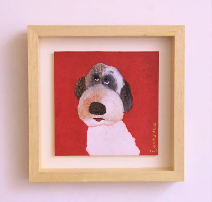 アーティストが描く愛しいペットのポートレート　15cm×15cm　水彩　額付【アート 15cm×15cm 横井山泰 美術 作家 水彩 額付 厚紙 美術品 アート作品 作品 屋内装飾品 神奈川県 小田原市 ペット ペット】