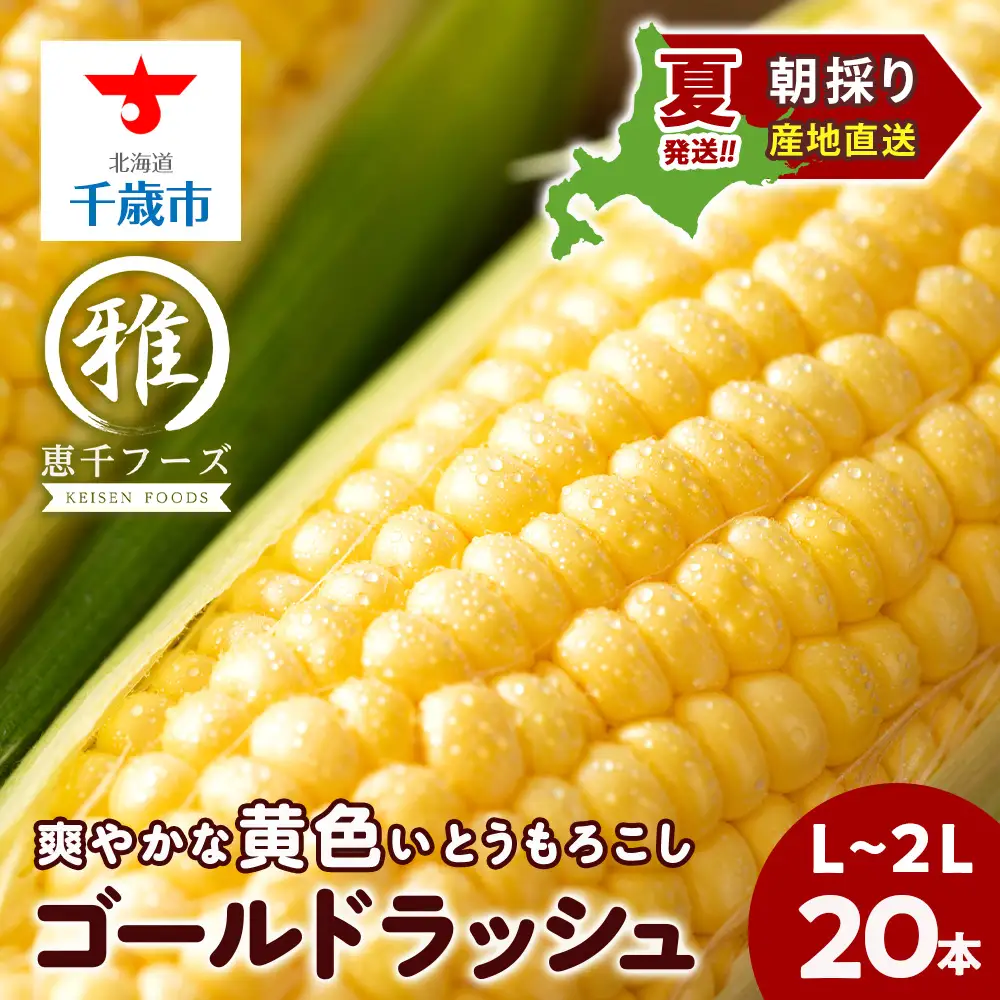 2026年夏発送 とうもろこし ゴールドラッシュ L～2L 20本
