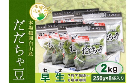 《先行予約 2026年度発送》鶴岡白山産 だだちゃ豆(早生) 2kg 豆類 豆 野菜 食品 山形県 FSY-0143