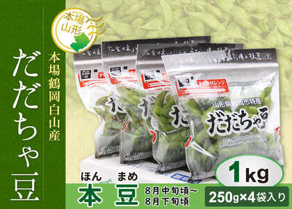 《先行予約 2026年度発送》山形県産 だだちゃ豆(本豆) 1kg 豆類 豆 野菜 食品 山形県 FSY-0144