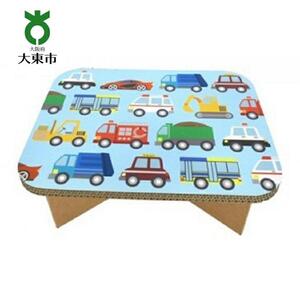 ＃ｔａｂｌｅ　じどうしゃ（あお） 超軽量 組立式ダンボール製テーブル
