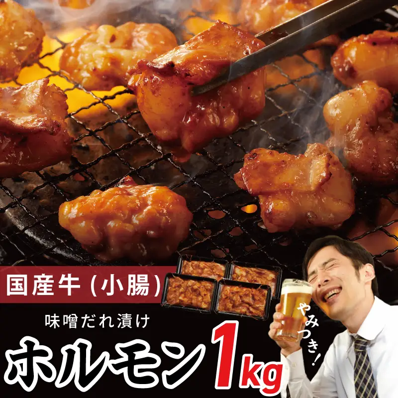 国産 牛肉 ホルモン 1kg 味噌だれ漬け 焼肉用 小分け 250g×4P