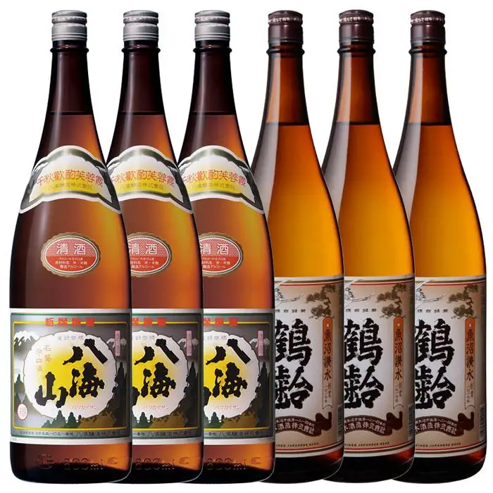 日本酒 八海山・鶴齢 1800ml×6本セット【鶴齢 八海山 飲み比べ 一升瓶 6本 セット 日本酒 1800ml 新潟 地酒 厳選 晩酌 熱燗 お酒 酒 さけ お中元 お歳暮 贈答】