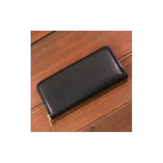 本革 ラウンドファスナー 財布 日本製 レザー 革製品 高級 財布 Bliss ピット鞣し WH-14 ブラック
