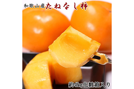 【厳選・産直】和歌山産のたねなし柿2L～4Lサイズ約4kg（化粧箱入り）