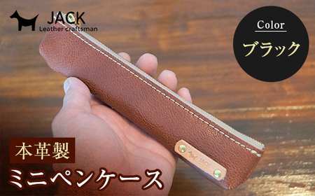 本革ミニペンケース＜ブラック＞ ペンケース ミニ 黒 ブラック 本革 革製品 国産牛ヌメ革 贈り物 ギフト 国産  F6L-171