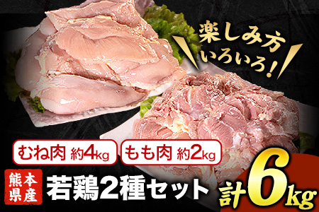 鶏肉 もも2kg むね4kg 計6kg 若鶏 熊本産 | 鶏肉