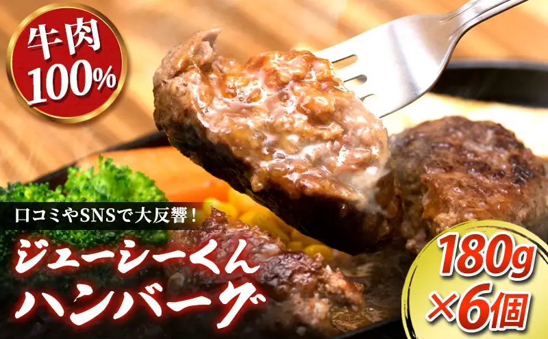 【TVで紹介されました】ジューシーくんハンバーグ180g×6個 オニオンソース セットハンバーグ すぎもとミート 牛肉 100％ お肉 肉 牛 粗挽き 惣菜 おかず BBQ バーベキュー ご当地グルメ キャンプ ゆるキャン△ 冷凍 浜松市
