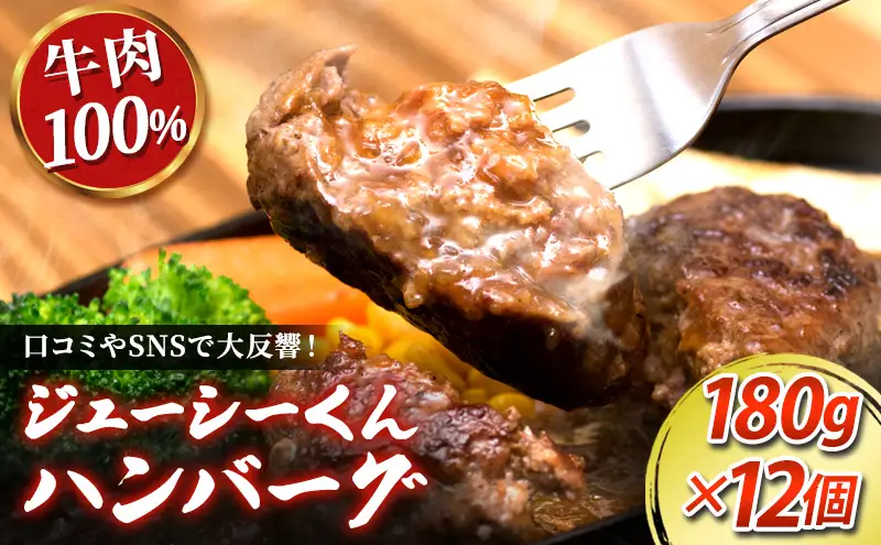 【TVで紹介されました】ジューシーくんハンバーグ 180g 12個 セット 詰め合わせ 牛肉100% ジューシーくん ハンバーグ 牛肉 牛 肉 お肉 加工品 加工食品 惣菜 お惣菜 焼くだけ 牛肉ハンバーグ 冷凍ハンバーグ 静岡 浜松市