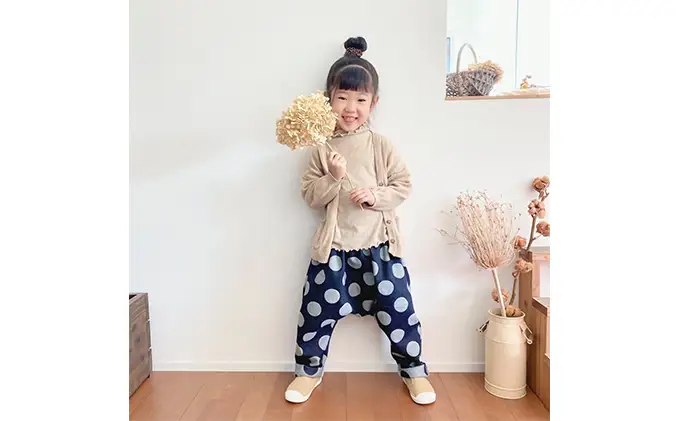 「大きなドット」児島デニムのサルエルパンツ（約90センチ） ファッション 子供服 キッズ 